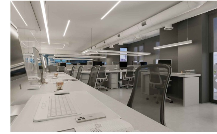 Technical service benches architectural render